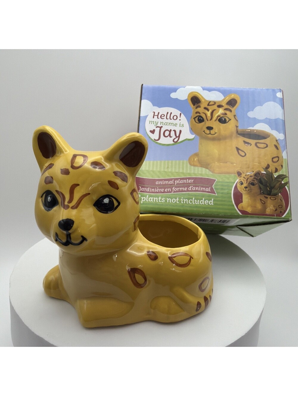 Ceramic Planter “Jay” The Jaguar Animal Planter Succulent Pot New In Box